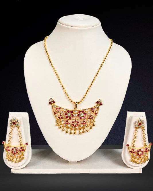 Pink & white stone junbiri set