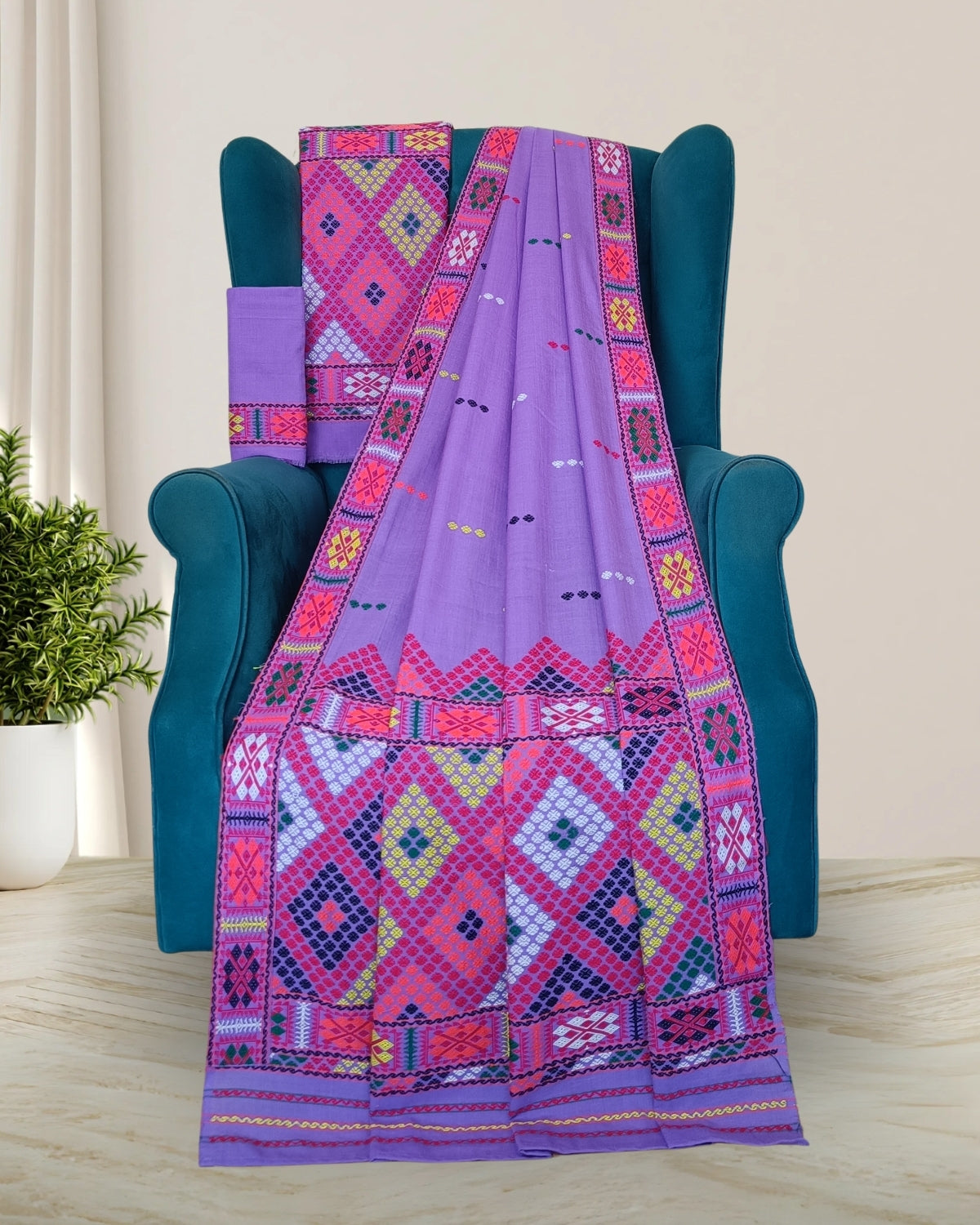 Yellow padmini cotton Mising mekhela sador