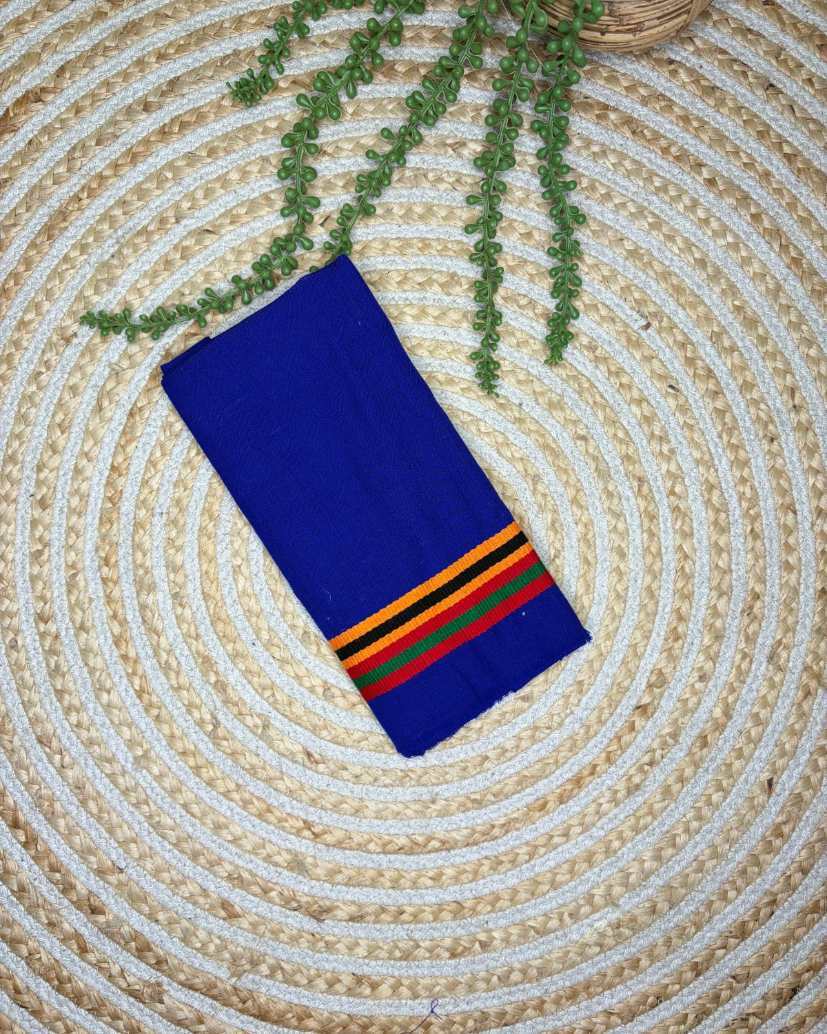 Ribi design Mising mekhela sador - Royal blue