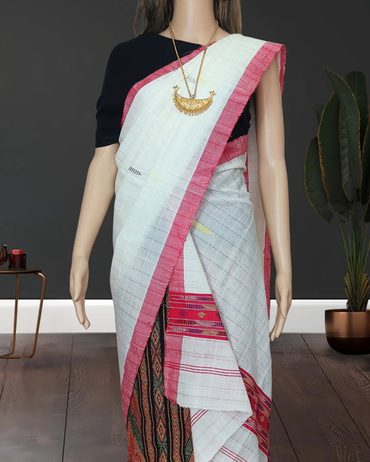 Padmini cotton single sador -White