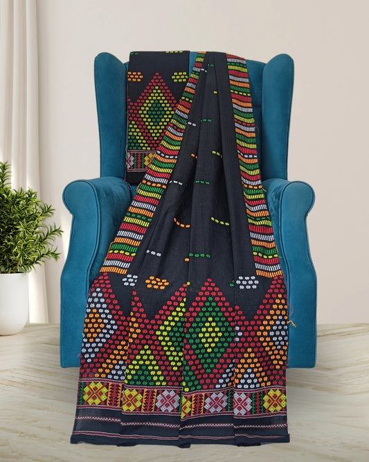 Padmini cotton Mising mekhela sador- Black