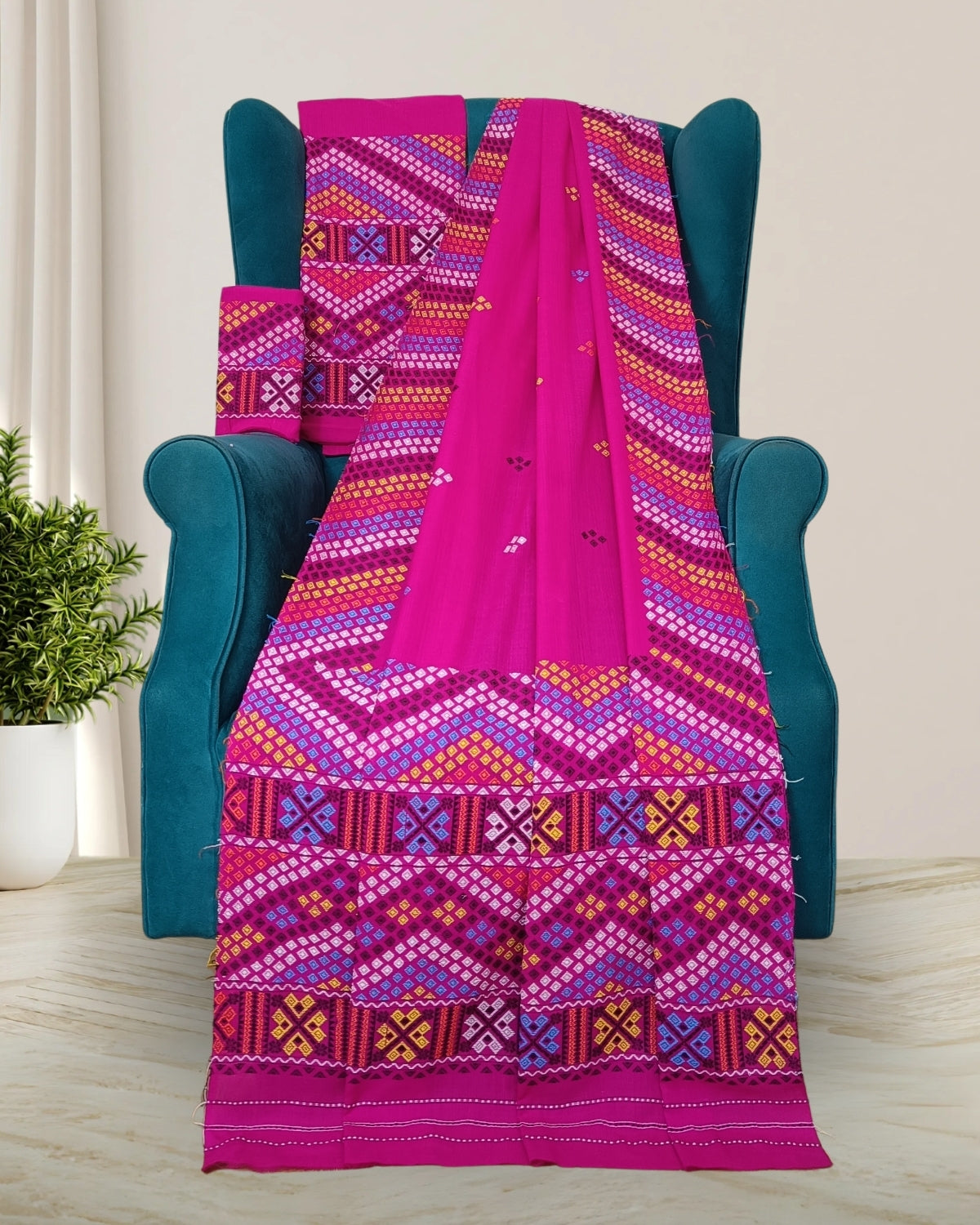  Pink padmini cotton Mising mekhela sador 