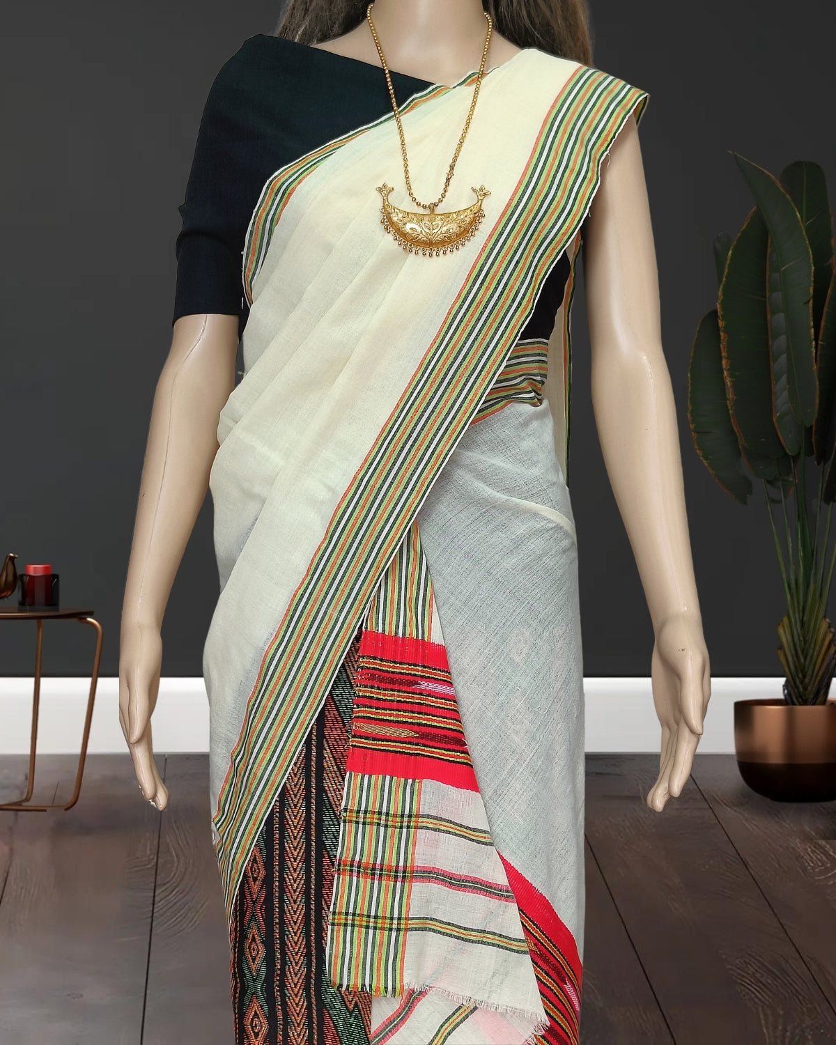 Padmini cotton single sador -Off white