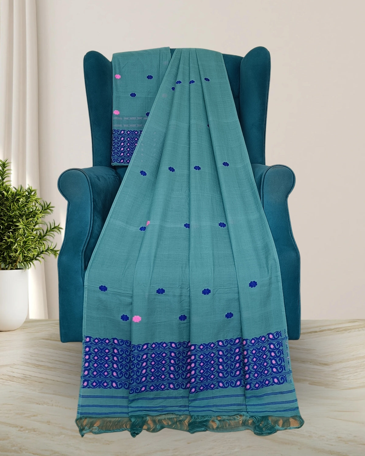Mercerised cotton mekhela sador