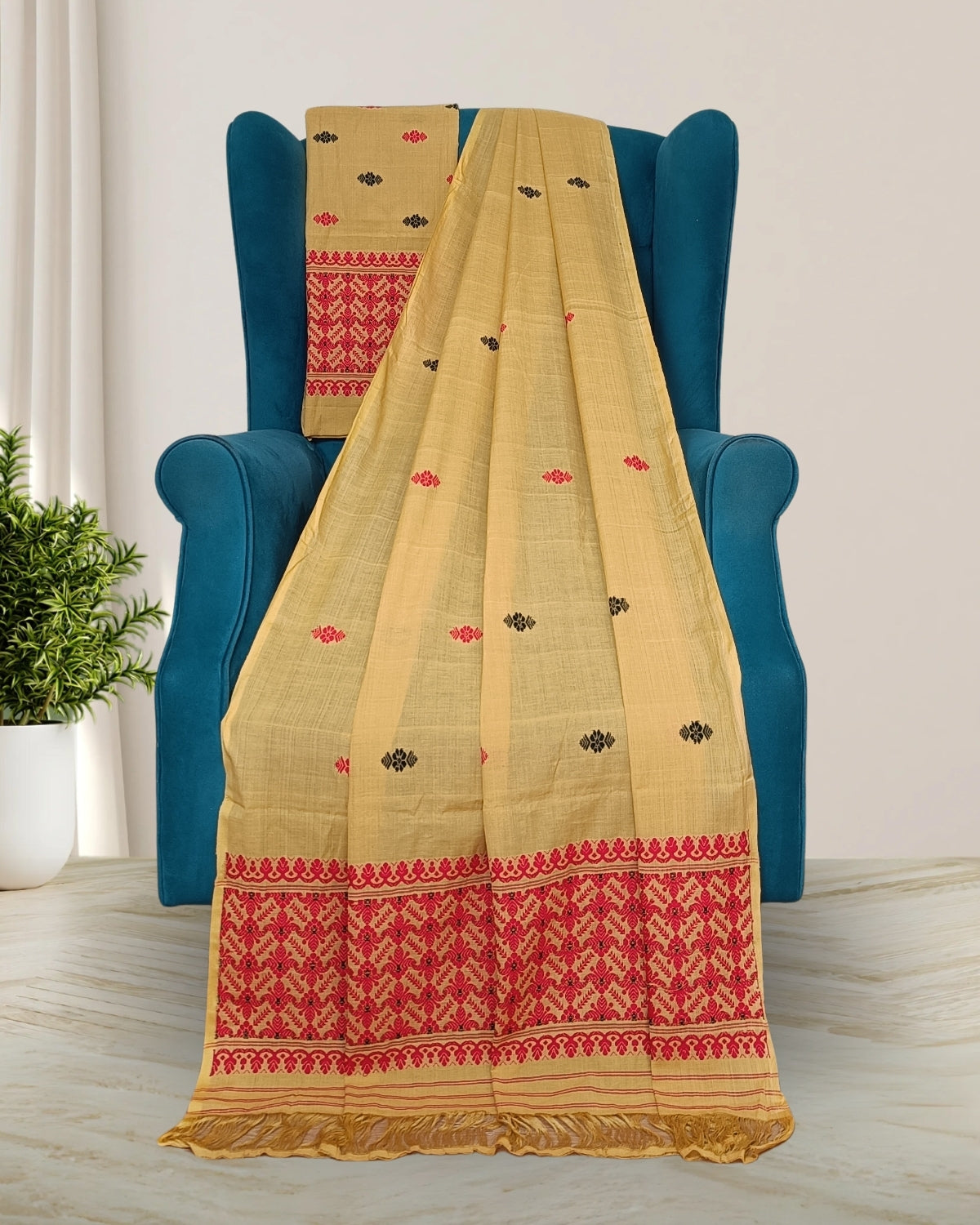 Mercerised cotton mekhela sador