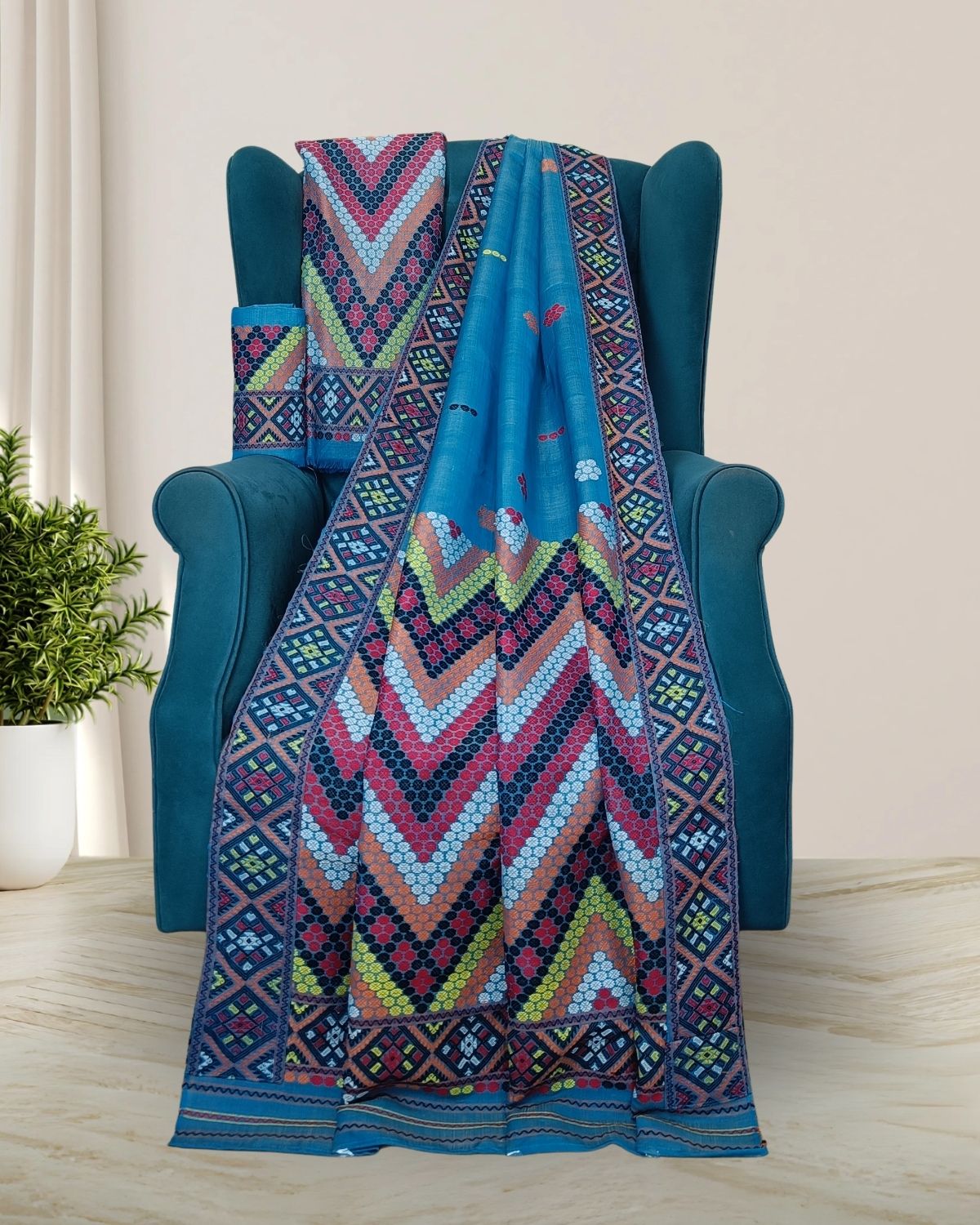 Semi nuni Mising mekhela sador- DMC motifs