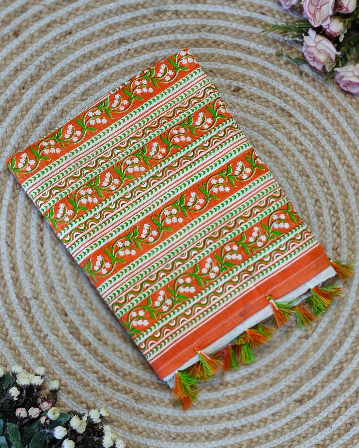 Floral printed linen set - Orange