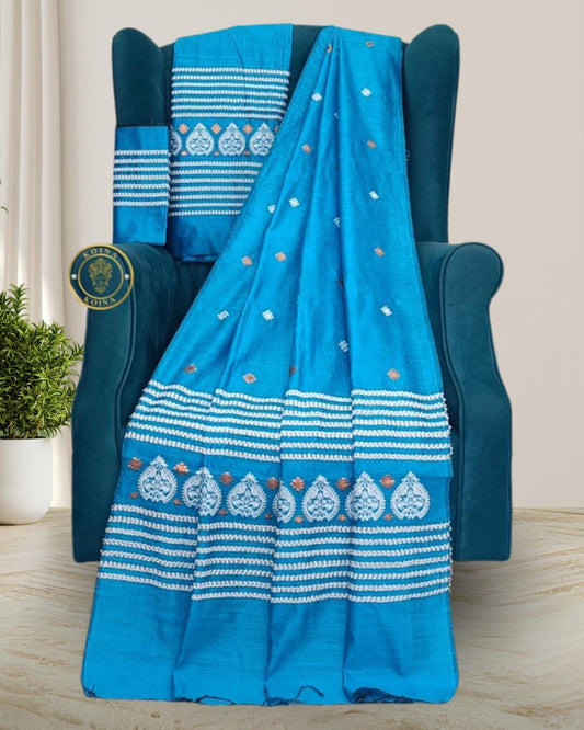 Blue Ghisa Kingkhab Mekhela Chadar