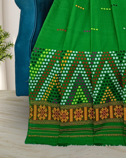 Padmini cotton Mising mekhela sador - Green