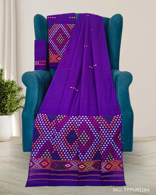 Padmini cotton Mising mekhela sador - Purple