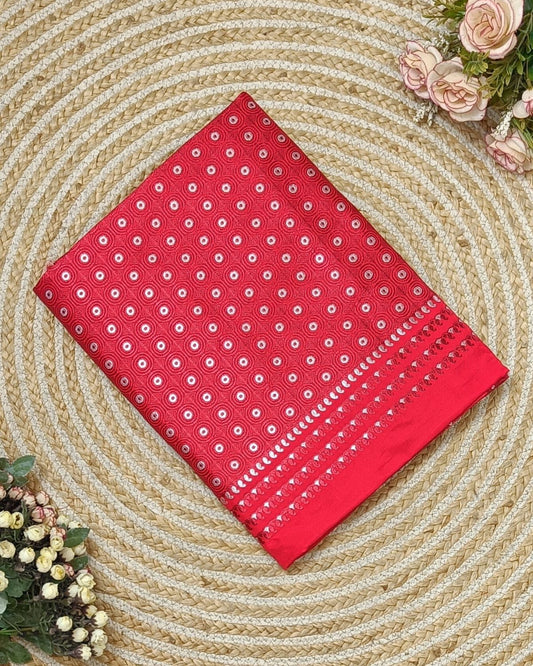Semi paat mekhela sador - Scarlet red