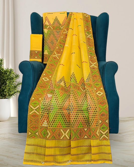 Semi nuni Mising mekhela sador - Yellow