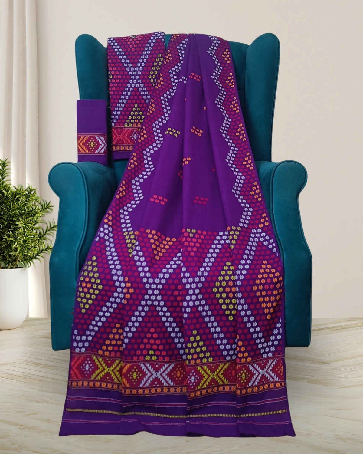 Purple padmini cotton Mising mekhela sador