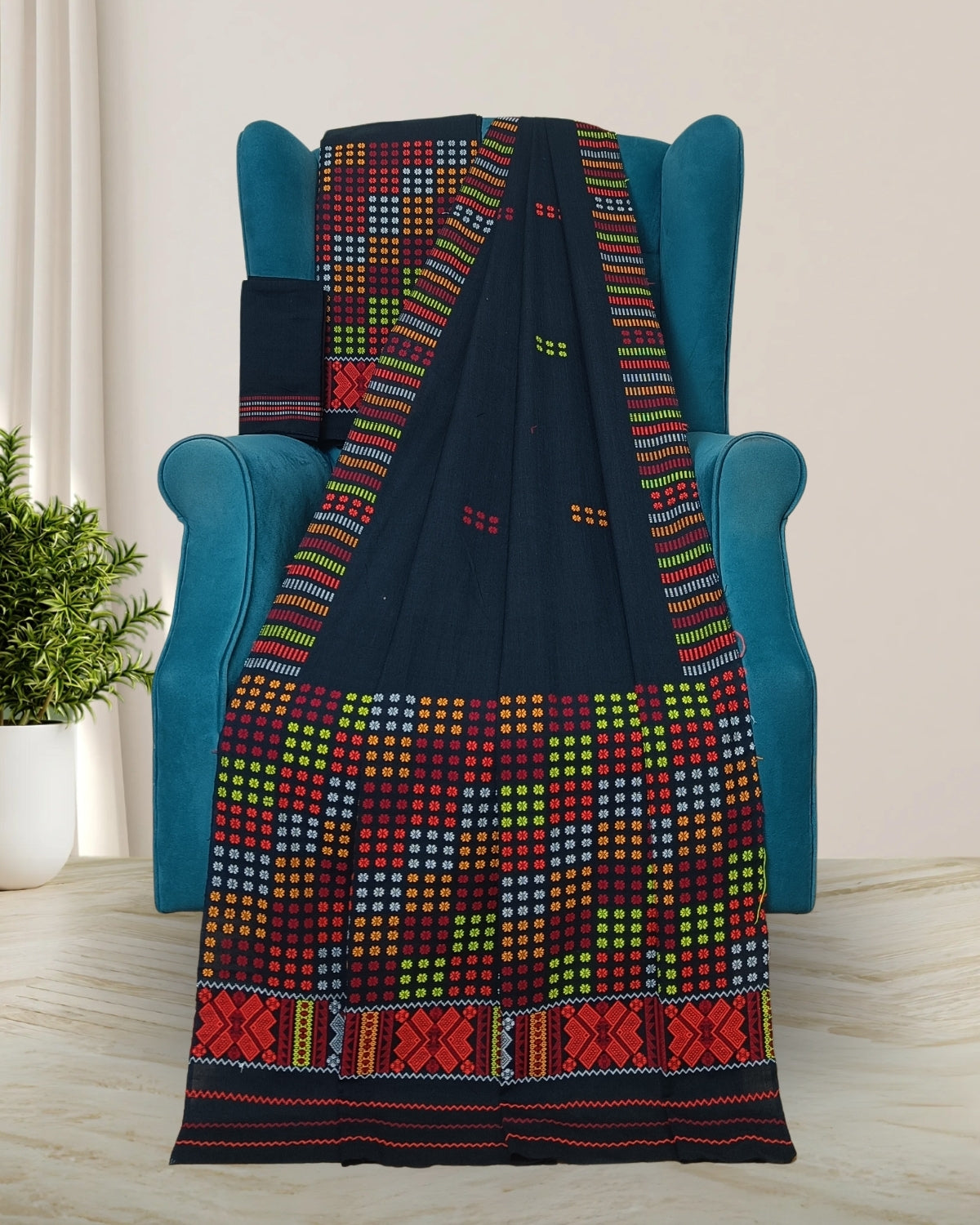 Padmini cotton Mising mekhela sador - Black