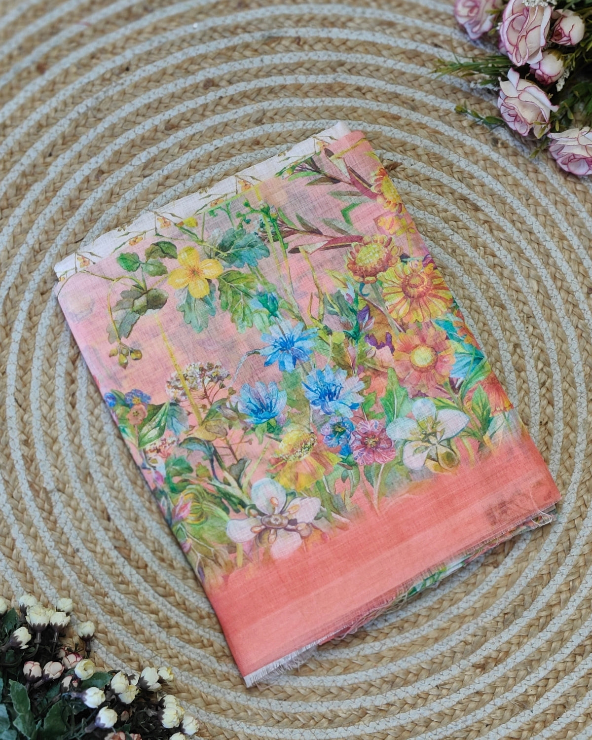 Floral printed linen set - Peach