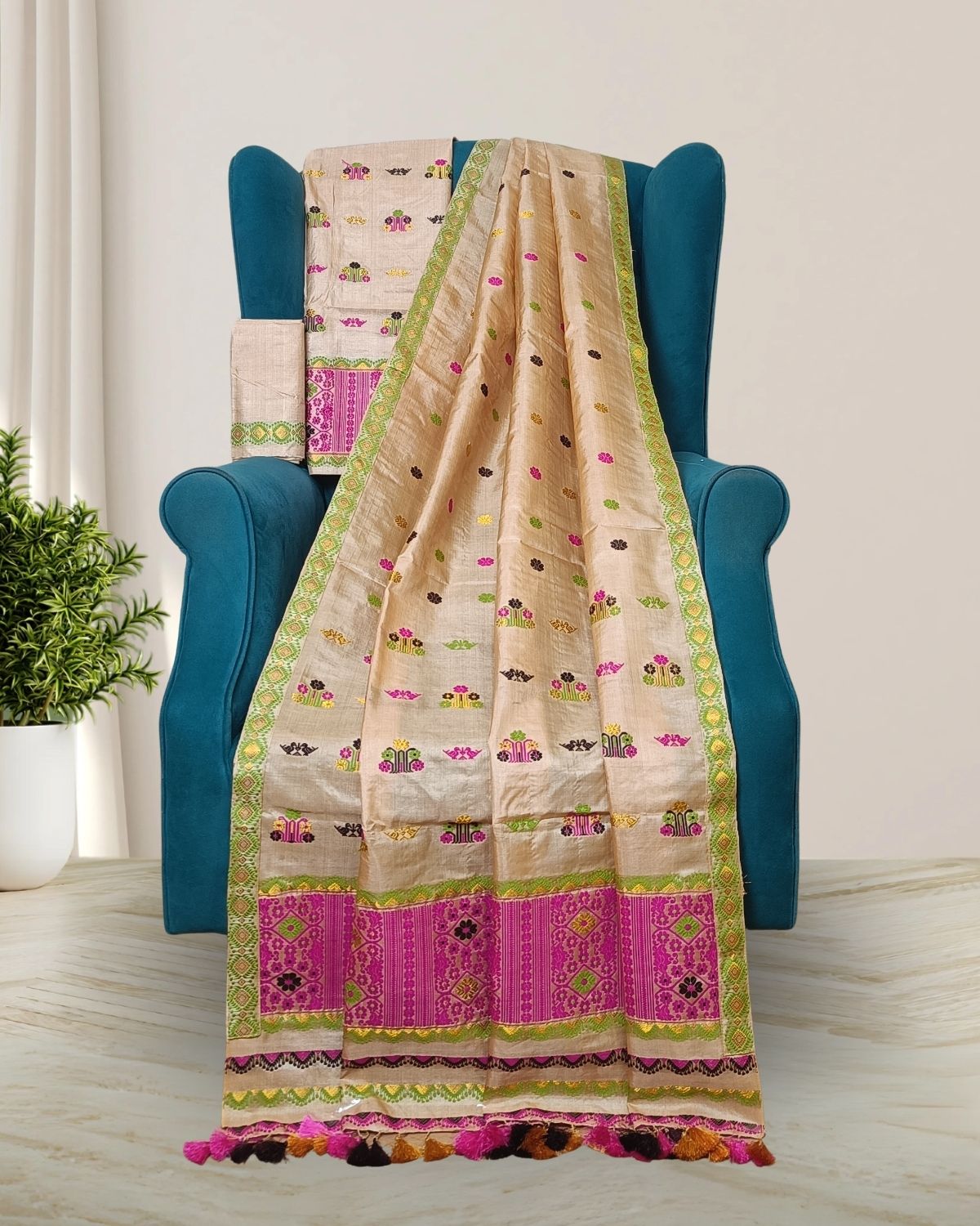 Tussar silk mekhela sador