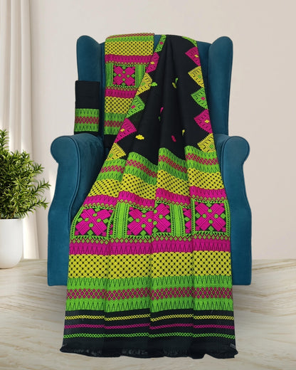 Black semi nuni mekhela sador with designer motifs