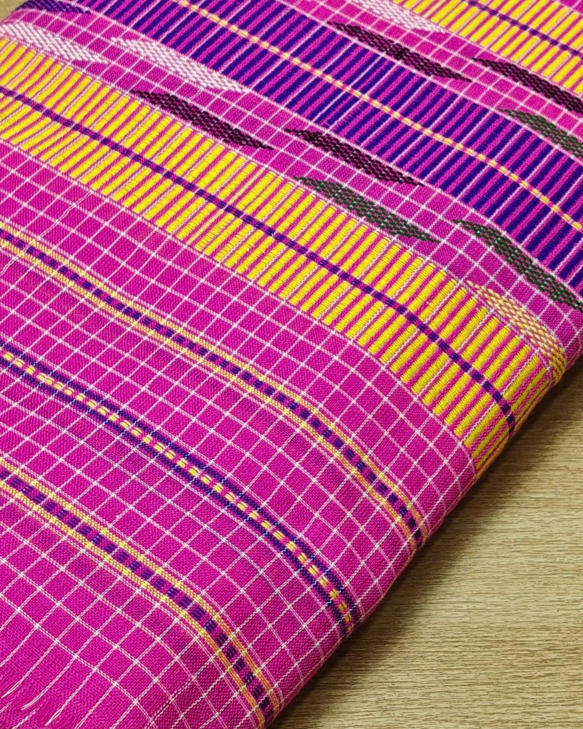 Pajok design Mising mekhela sador - Pink