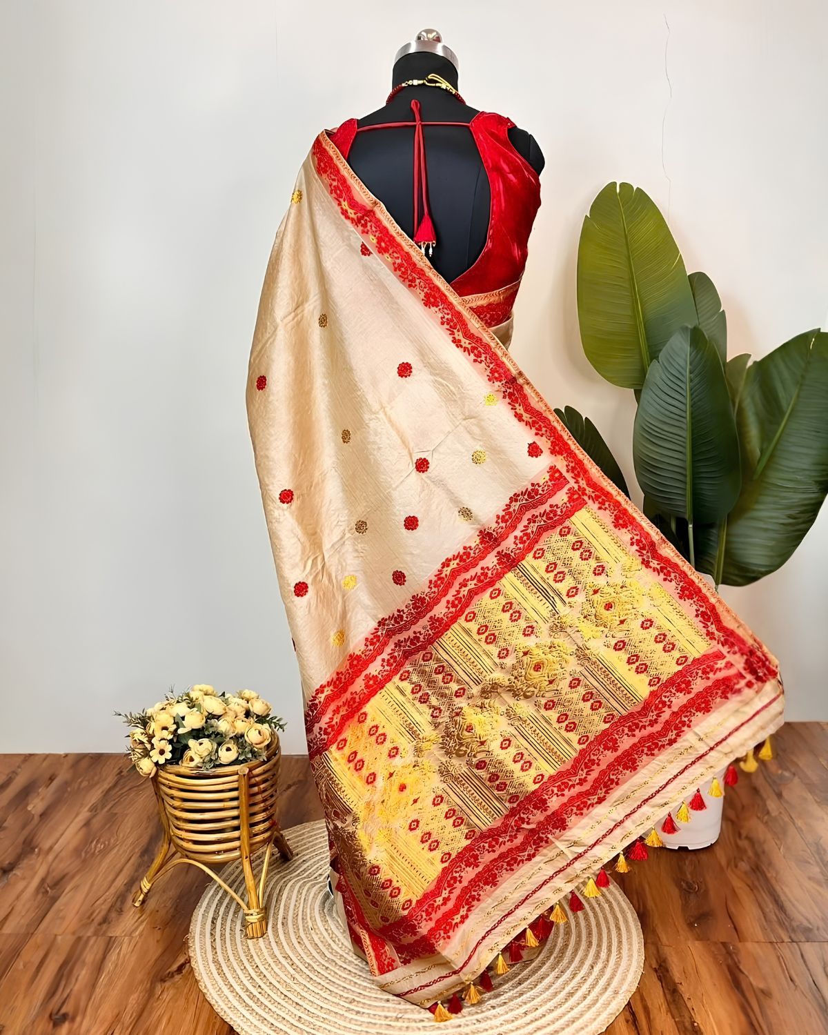Pure Mising Tussar silk mekhela sador