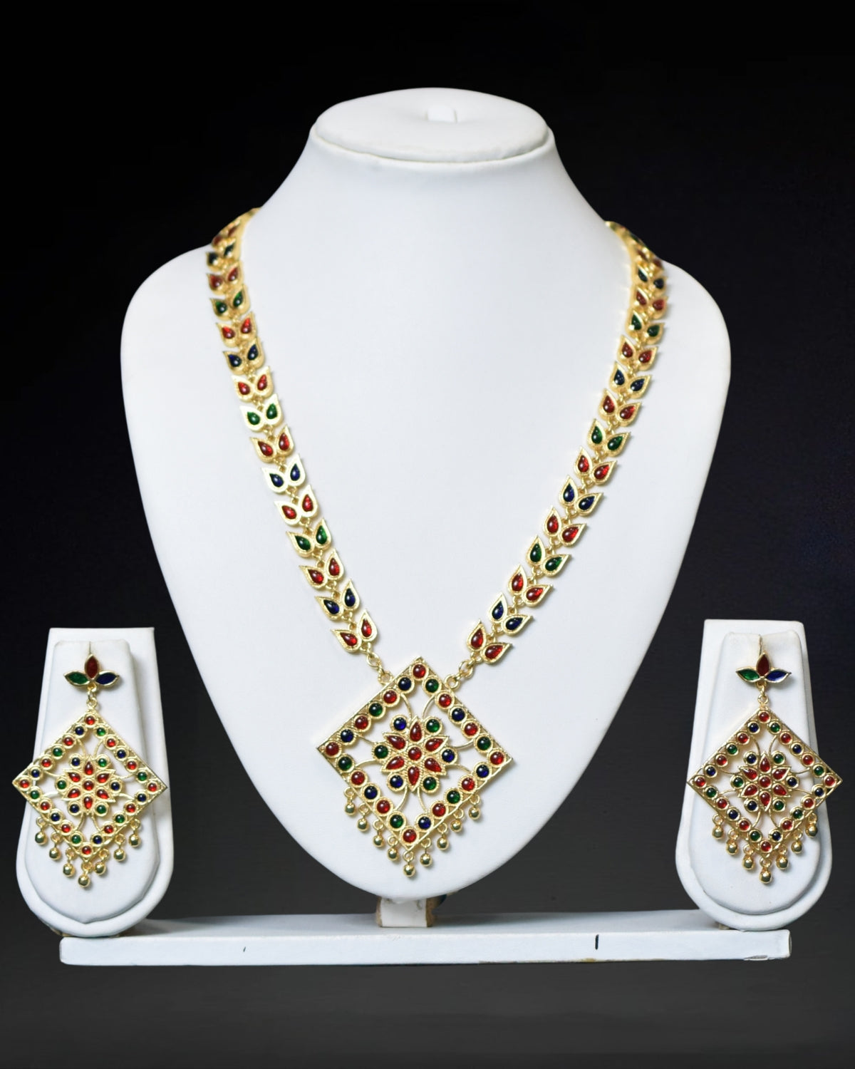 Barfi design multicolour jewellery set