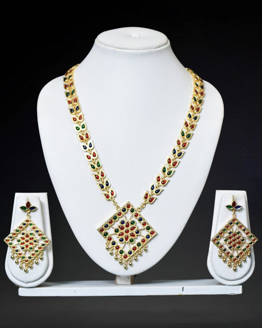 Barfi design multicolour jewellery set