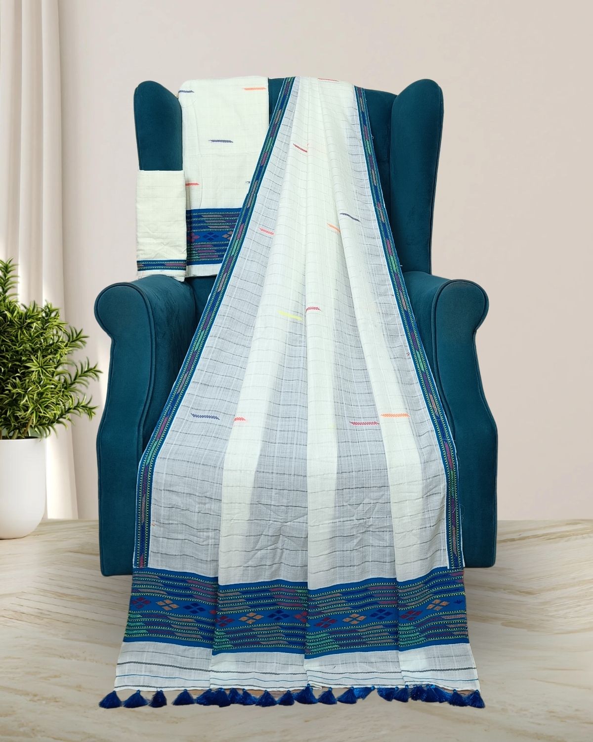 Semi nuni mekhela sador - Blue kesh bosa
