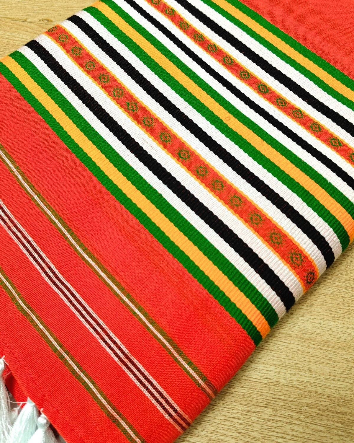 Ribi design Mising mekhela sador - Orange