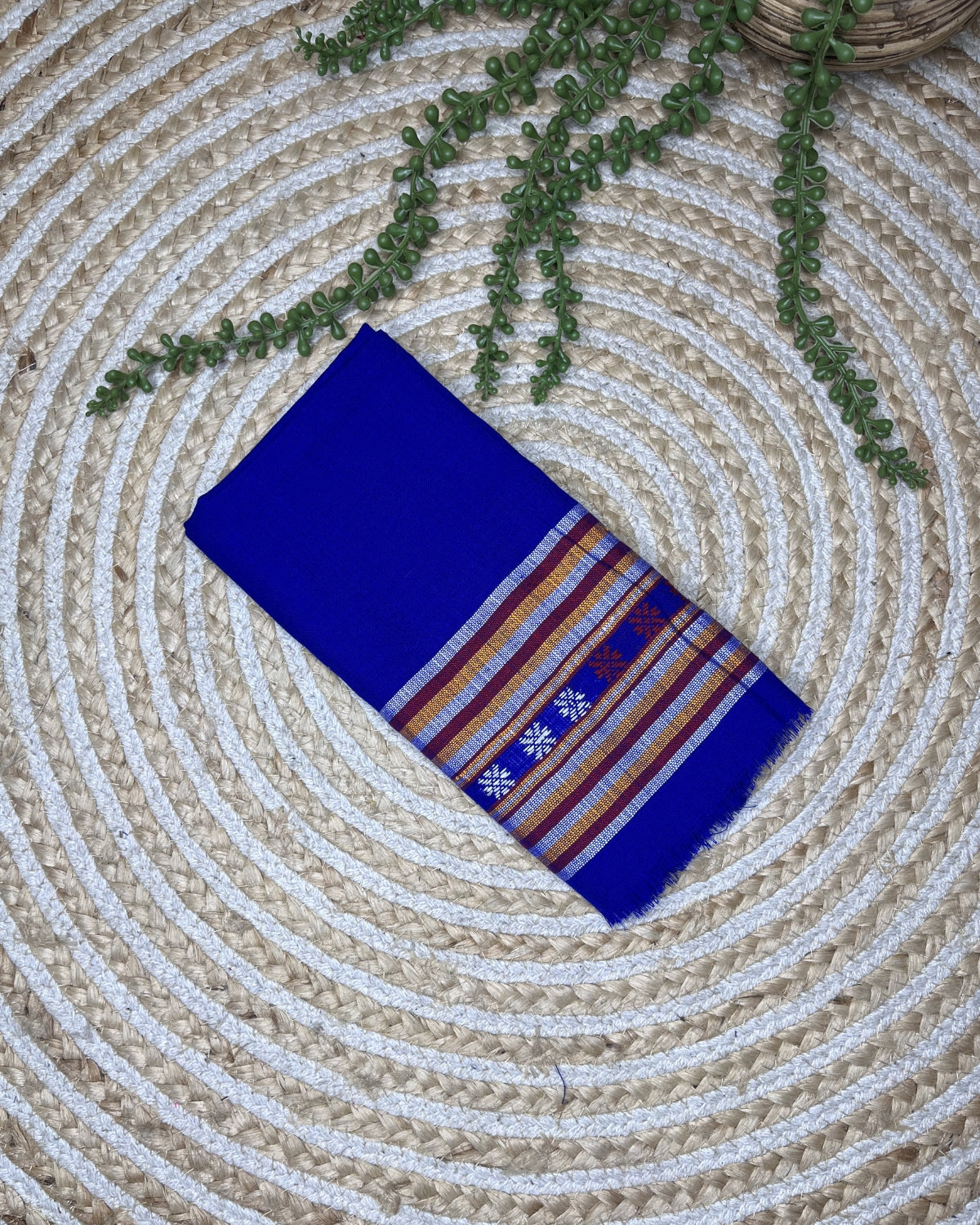 Ribi design Mising mekhela sador -Royal blue