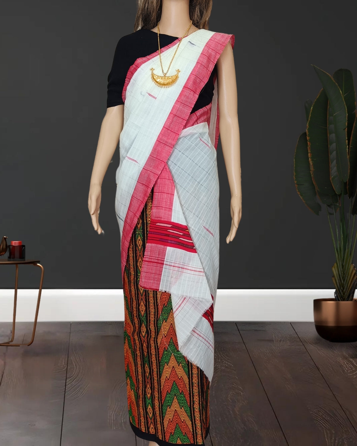 Padmini cotton single sador -White