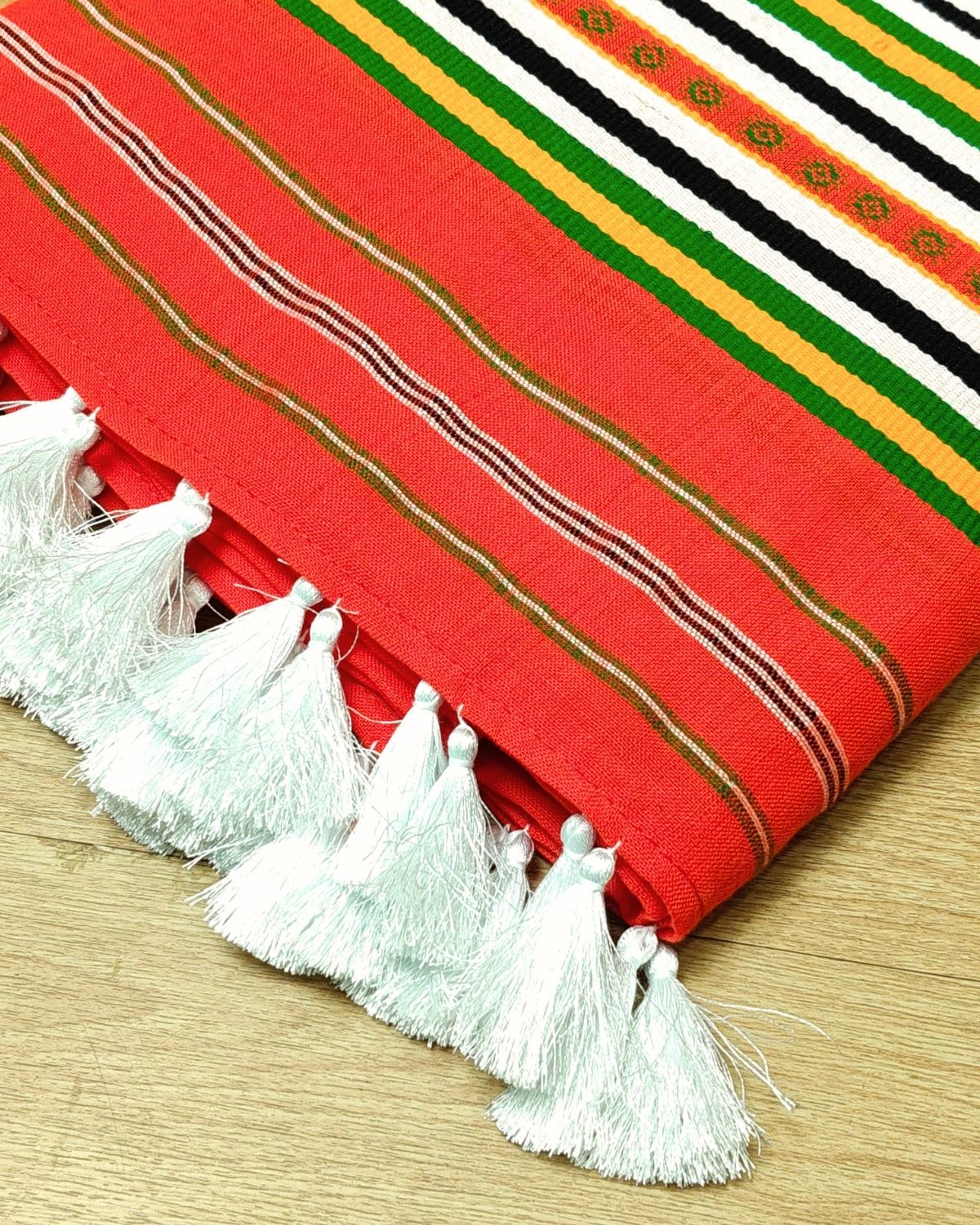 Ribi design Mising mekhela sador - Orange