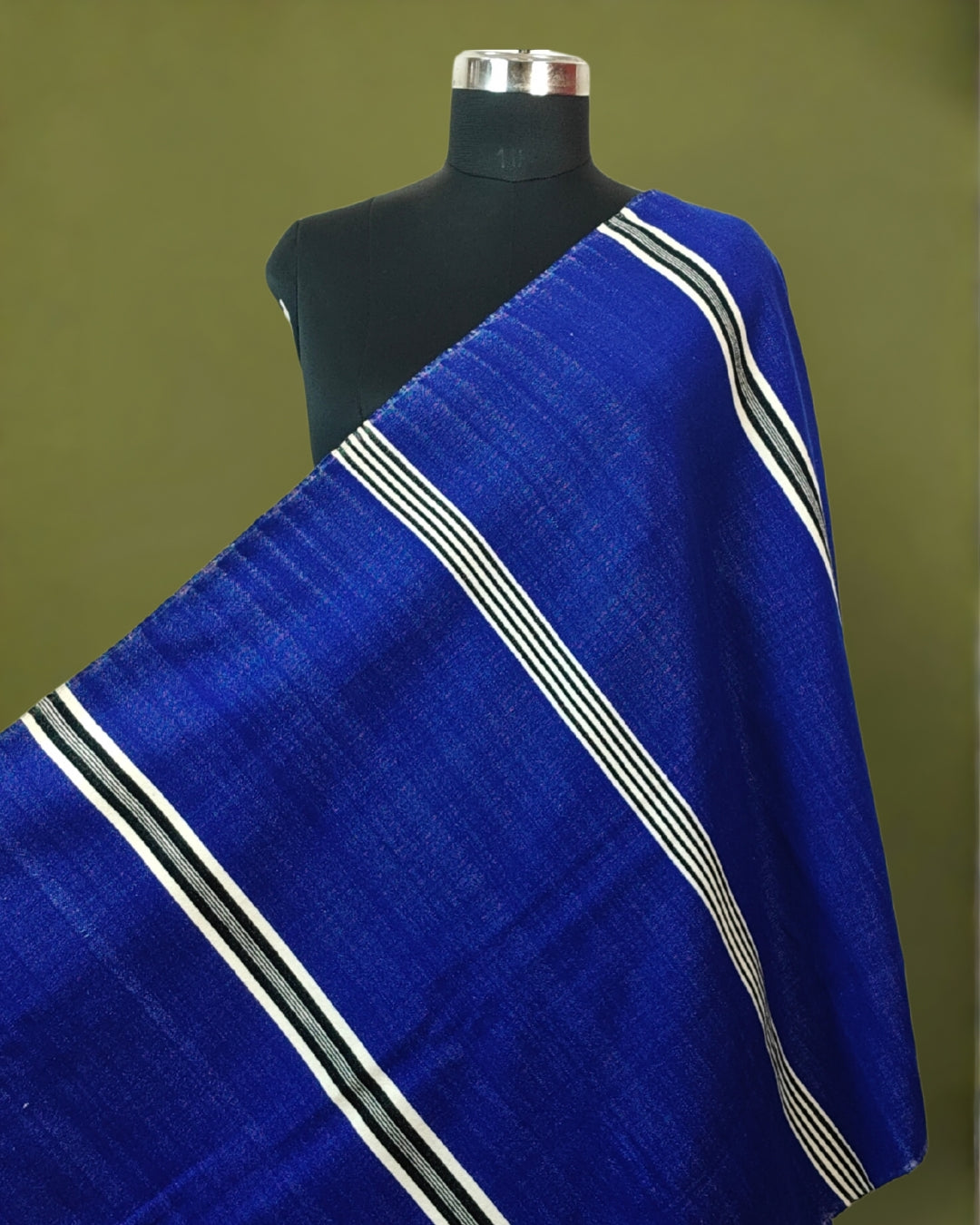 Mising Ribi design woolen Stole - Blue