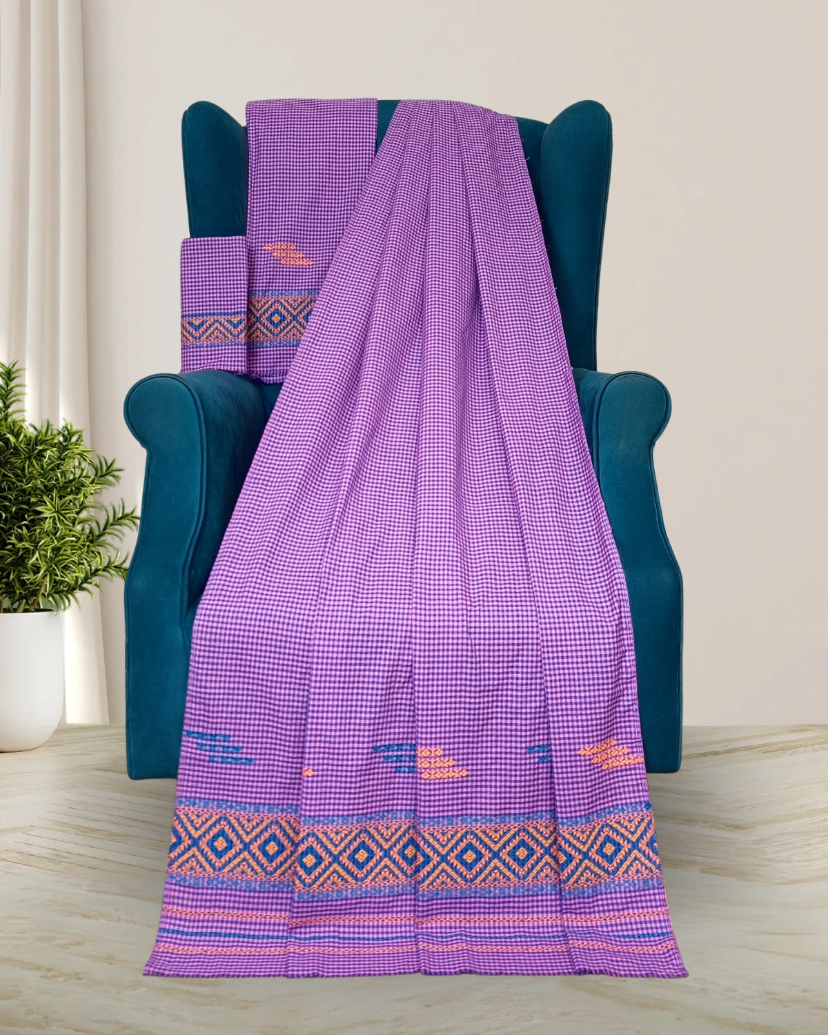 Pajok design Mising mekhela sador -Pink