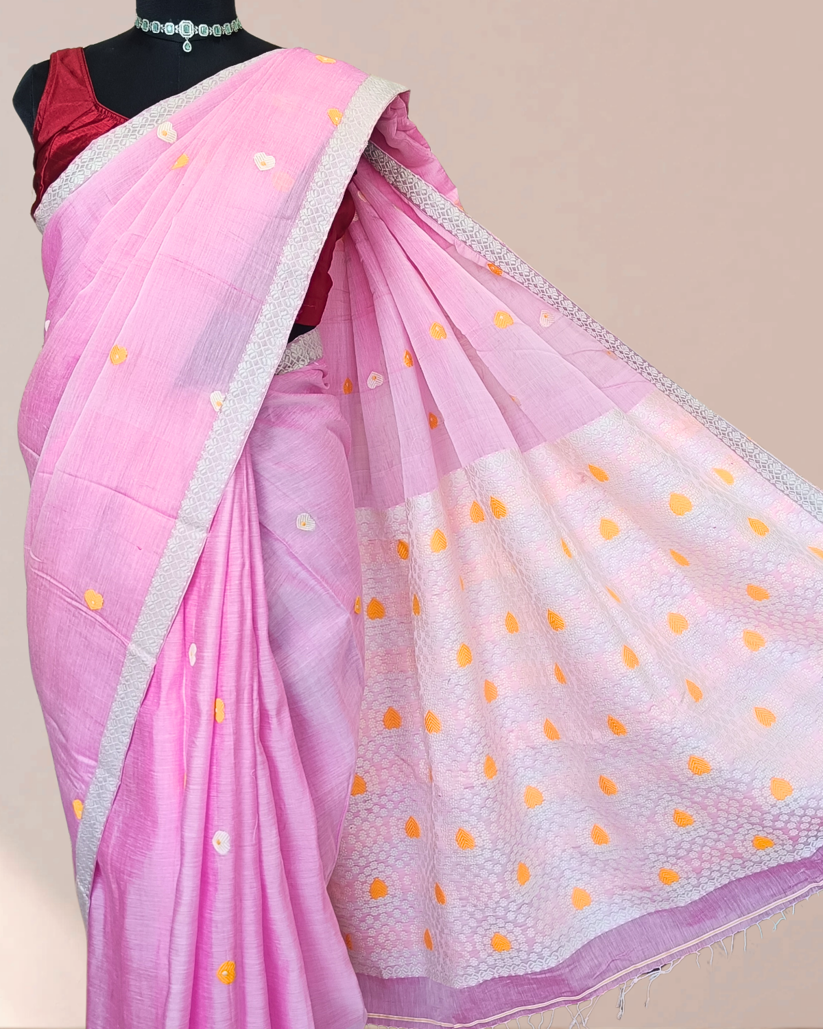Premium kesapaat cotton saree - Pastel pink