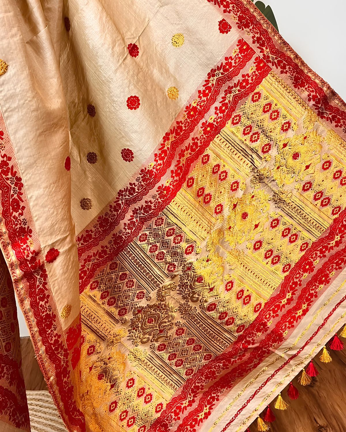 Pure Mising Tussar silk mekhela sador