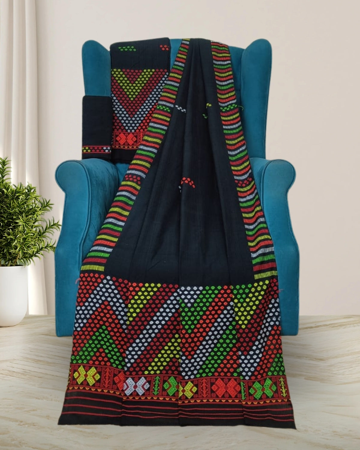 Padmini cotton Mising mekhela sador -Black