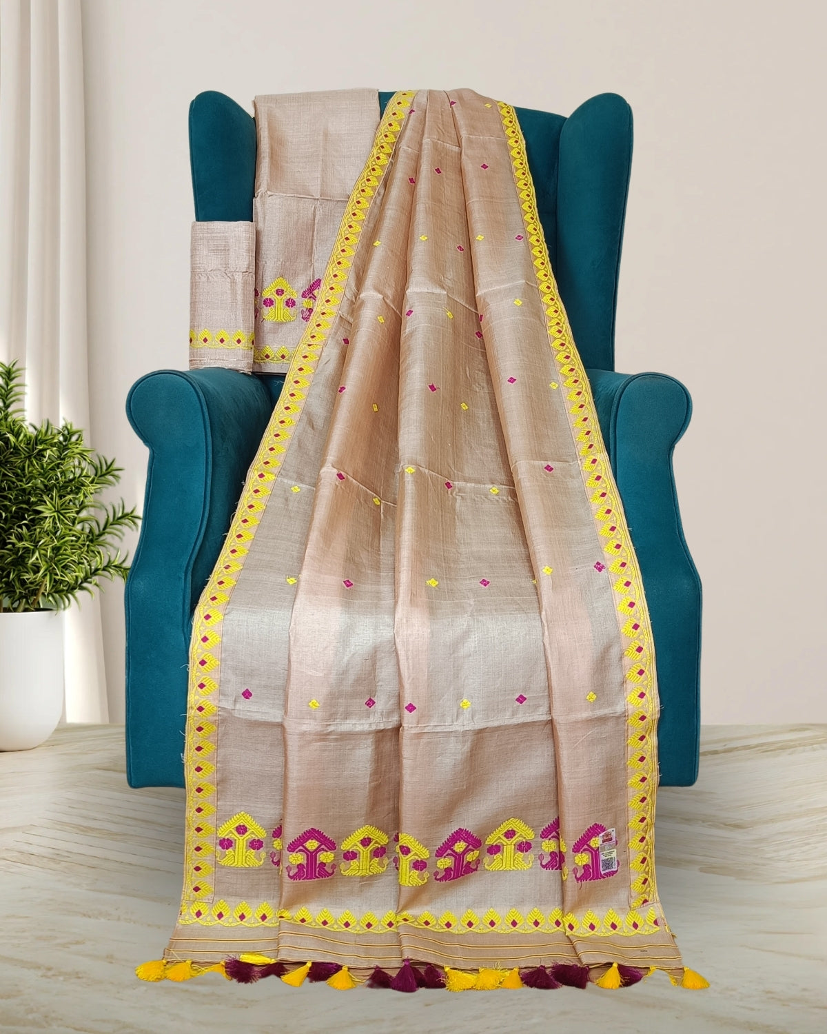 Tussar silk mekhela sador