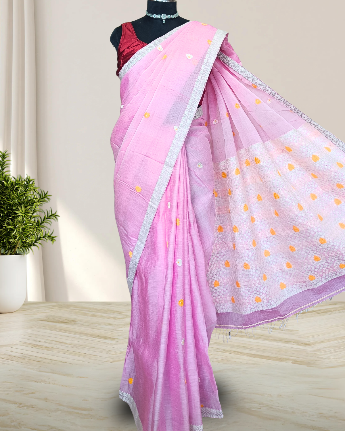Premium kesapaat cotton saree - Pastel pink