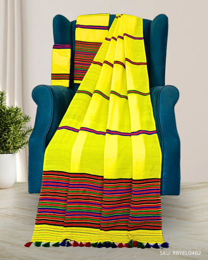 Ribi design padmini cotton Mising mekhela sador - Yellow
