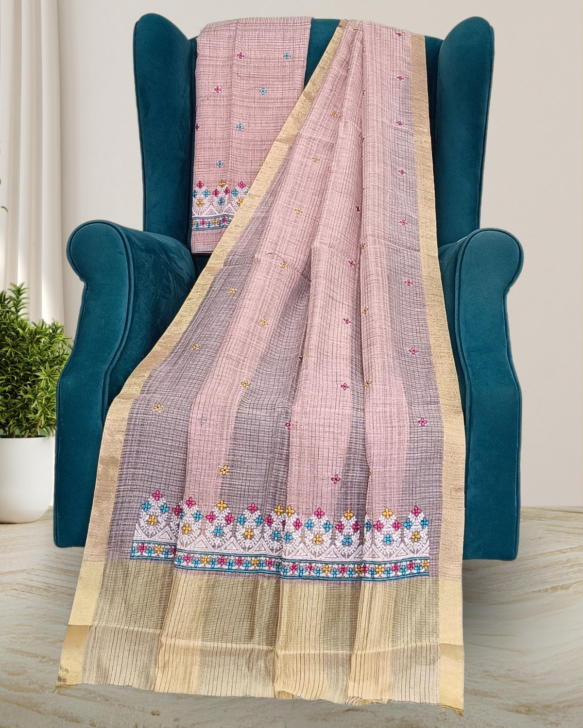 Chanderi cotton mekhela chadar