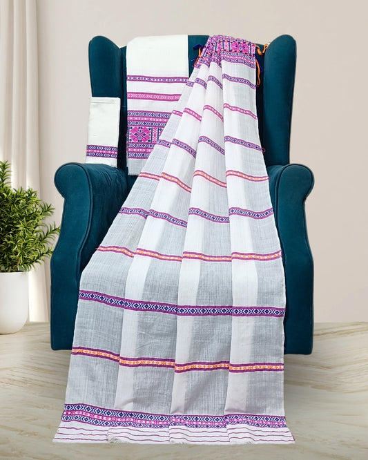 Gero design Mising mekhela sador - White
