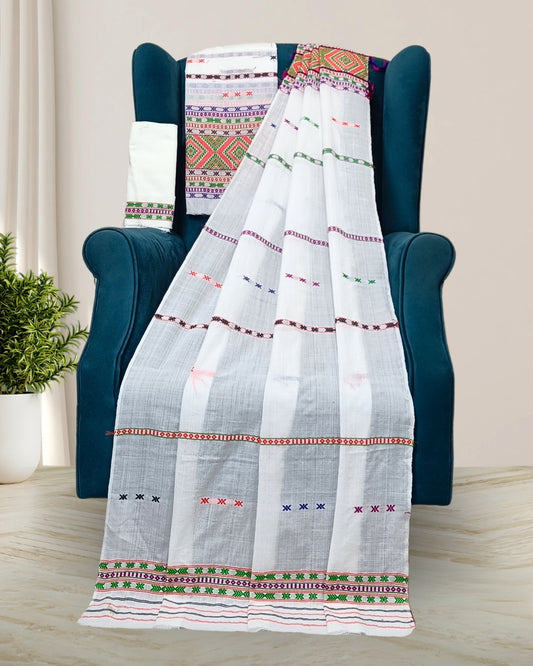 Gero design Mising mekhela sador - White