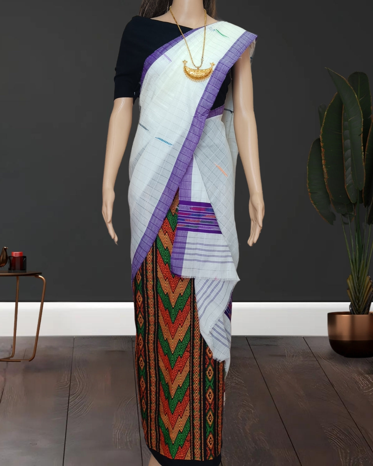 Padmini cotton single sador -White