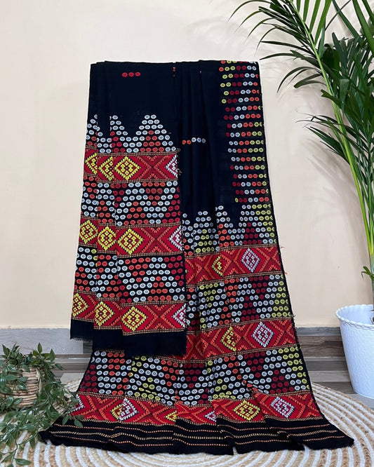 Black padmini cotton Mising mekhela sador