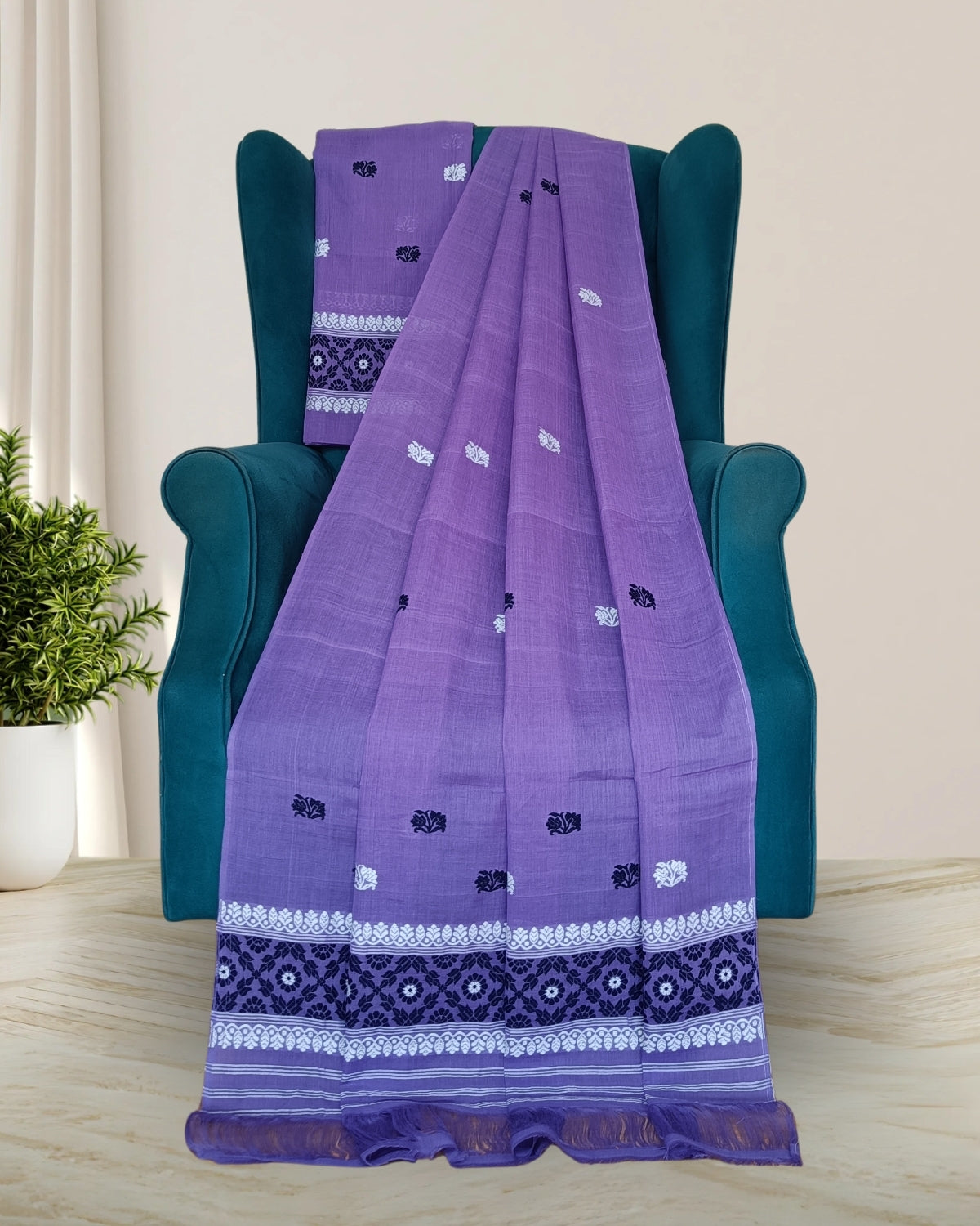 Mercerised cotton mekhela sador