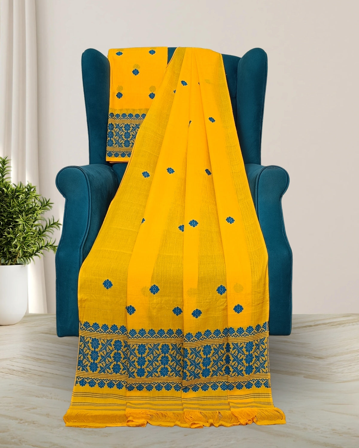Mercerised cotton mekhela sador