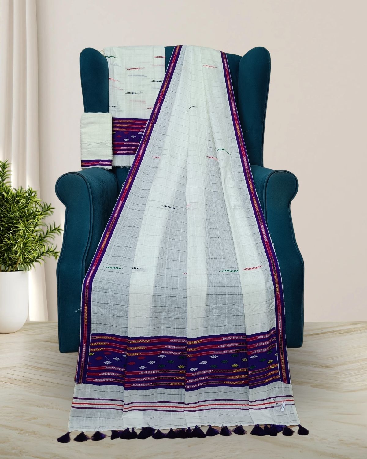 Semi nuni mekhela sador - Purple kesh bosa