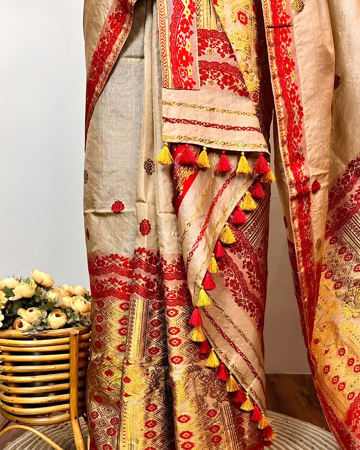 Pure Mising Tussar silk mekhela sador