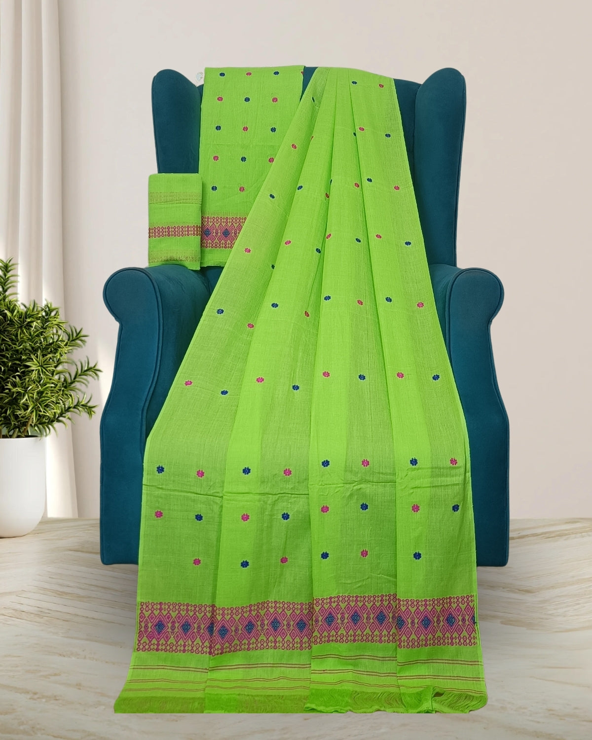 Mercerised cotton mekhela sador