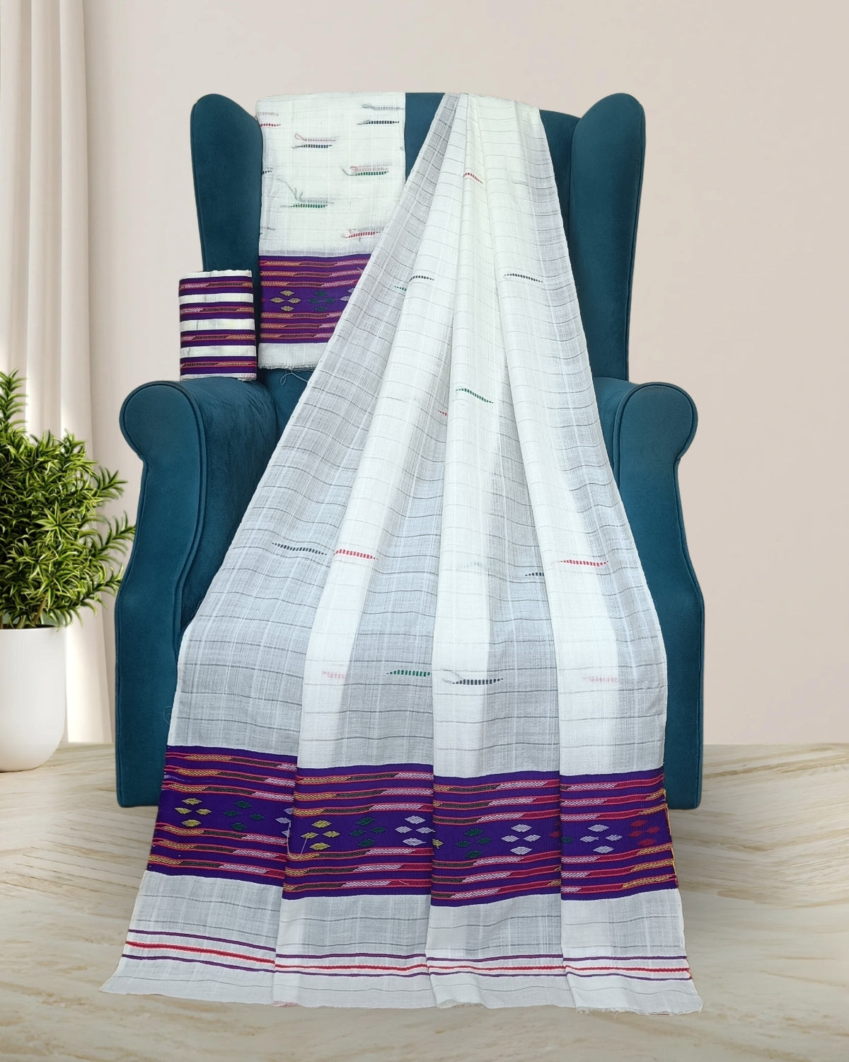 Semi nuni mekhela sador - Purple kesh bosa