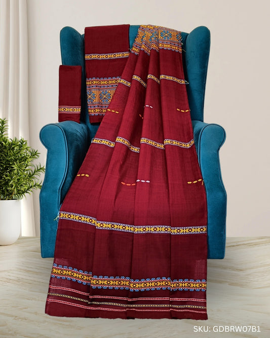 Gero design Mising mekhela chadar - Brown